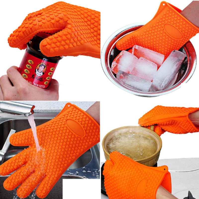 厨房烘培加厚手套食品级硅胶微波炉隔热防烫手套家用耐高温烤箱手套