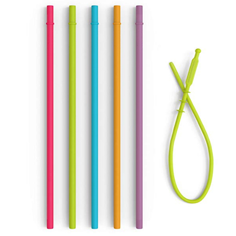 硅胶弯吸管 亚马孙热销吸管 饮料辅食软细管可循环使用辅食软直管
